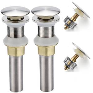 lot 5152 image: Rockgoya Bathroom Sink Drain,2 Pack Drain Stopper Bathroom Sink Without Overflow,Pop Up Drain Assembly with Detachable Strainer Basket,Built-in Anti-Clogging Strainer,Stainless Steel Brushed Nickel