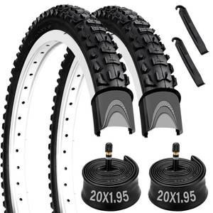 lot 5153 image: 20 inch Bike Tires, 2 Pack 20x1.95 Bike Tire, 20x1.95 Bike Tire and Tube Set with 2 Tire Levers, 53-406 20 x1.95 Folding Bicyle Tires Compatible with 20x1.901.952.0 MTBOff Road Bike