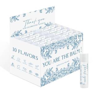 lot 5154 image: 50 Pack Moisturizing Lip Balms in Bulk Blue Flower Wedding Gifts Reception Ideas Party Favors Thank You For Celebrating With Us Baby Shower Birthday Gift You Are The Balm Beeswax Something Blue