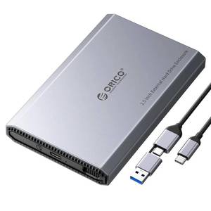 lot 5159 image: ORICO Aluminum USB C Hard Drive Enclosure for 2.5 Inch SATA SSDHDD, USB 3.2 GEN 2 USB C to USB AC 2 in 1 Cable, Support macOS Windows Linux OS, Compatible with Samsung Crucial WD Drives(DD25-C3)