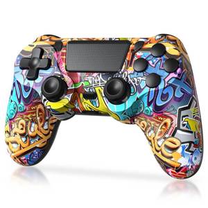 lot 5172 image: TIANHOO Wireless Controller Compatible with PS4ProSlim, with Vibration Feedback, Motion Sensing, Touchpad, Light Bar, Share, 3.5mm Headphone Jack(Graffiti)