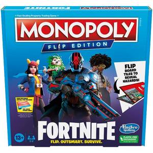 lot 5177 image: Hasbro Gaming Monopoly Flip Edition Fortnite Board Game for Ages 13 Game Inspired by Fortnite Video Game, Board Games for Teens and Adults, 2-4 Players