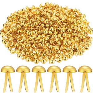 lot 5183 image: Hotop 500 Pcs Brads for Paper Crafts Metal Round Brass Paper Fasteners for Craft Art Crafting School DIY Supplies(0.3 x 0.6 Inch,Golden)