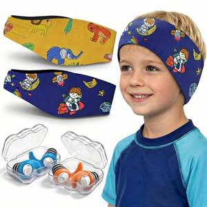 lot 5184 image: Swimming Headband for Adults - 2 Pairs Waterproof Ear Plugs & Adjustable Swim Ear Band,Keep Water Out and Hold Earplugs in - Water Headband for Surfing, Diving, Pool, Showering, and and Beach