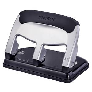 lot 5206 image: Bostitch Office EZ Squeeze Heavy Duty 3-Hole Punch for Home Office & School, 40-Sheet Capacity, One-Touch Reduced Force, Sleek Silver Design