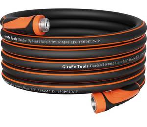 lot 5219 image: Giraffe Tools Garden Hose 58, Water Hose Heavy Duty, Flexible, Lightweight Hybrid Hose with Swivel Handle, 50ft Male to Female Fittings, Burst 600 PSI
