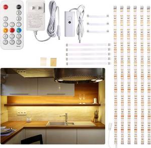 lot 5196 image: WOBANE Under Cabinet LED Lighting Kit, 6 PCS Dimmable LED Strip Lights with Remote Control Dimmer, 24W Adapter, Hidden 2700K Warm White Set, Bright 1500lm, Timing, Kitchen, Counter, Shelf, Showcase