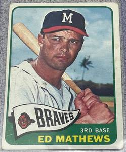 lot 117 image: 1965 Topps Baseball Card #500 - Eddie Mathews Milwaukee Braves