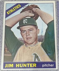 lot 118 image: 1966 Topps Baseball Card #36 - Jim Hunter Kansas City Athletics