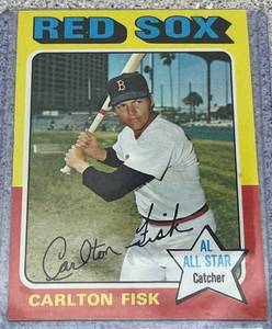 lot 145 image: 1975 Topps Baseball Card #80 - Carlton Fisk Boston Red Sox
