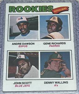 lot 157 image: 1977 Topps Baseball Card #473 - Rookie Outfielders Andre Dawson