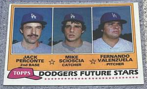 lot 172 image: 1981 Topps Baseball Card #302 - Dodgers Future Stars Fernando Valenzuela