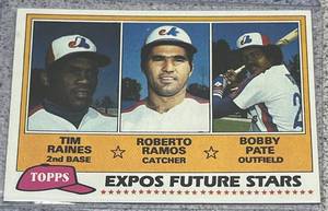 lot 175 image: 1981 Topps Baseball Card #479 - Expos Future Stars Tim Raines