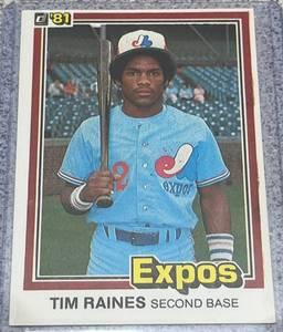 lot 182 image: 1981 Donruss Baseball Card #538 - Tim Raines Rookie Montreal Expos