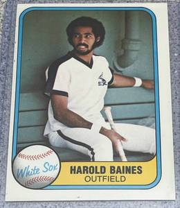 lot 186 image: 1981 Fleer Baseball Card #346 - Harold Baines Rookie