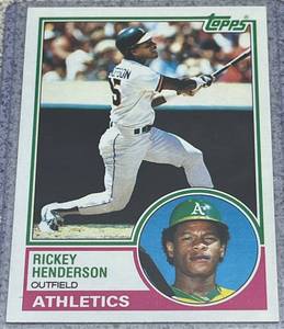 lot 196 image: 1983 Topps Baseball Card #180 - Rickey Henderson