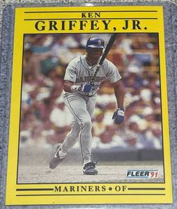 lot 215 image: 1991 Fleer Baseball Card #450 - Ken Griffey Jr Seattle Mariners