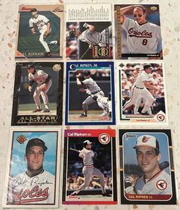 lot 239 image: Cal Ripken Jr Baseball Card Collection (9 cards)