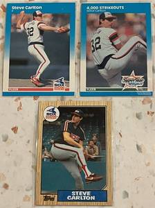 lot 255 image: Steve Carlton Baseball Card Collection (3 cards)