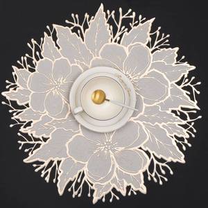 lot 4847 image: Evevda Gold Placemats Set of 6 Floral Round Placemats Pressed Vinyl Table Mats Waterproof Bulk Table Decor for Parties Holiday Gatherings