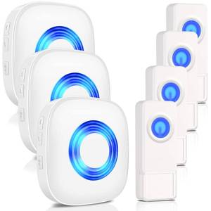 lot 4857 image: Wireless Door Bell, PHYSEN Waterproof Doorbell Chimes for Home Operating at over 1300-ft Range 58 Doorbell Ringer 5 Volume Levels LED Strobe Door Bell kits with 4 Push Buttons & 3 Receivers