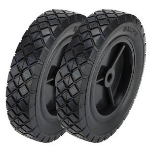 lot 4869 image: MOUYAT 2 Pack 8 x 1.75 Inch Solid Hand Truck Wheel, 12 Inch Axle Heavy Duty Universal Lawn Mower Wheels, Replacement Tires For Hand Truck, Grill, Dolly