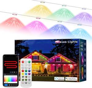 lot 4876 image: Permanent Outdoor Lights Pro, RGBIC Christmas Eave Lights 30ft with 22 LED Warm White, IP68 Waterproof Smart Starry Outside Light with AppRemote for Holiday, Halloween Daily Lighting(White)