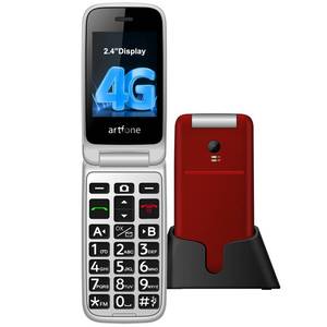 lot 4877 image: artfone G3 Flip Phone Unlocked for Seniors, 4G Volte Basic Phone, 2.4 Screen, SOS Button, Speed Dial, Hans-Free, Big Buttons, Bluetooth, Camera, FM Radio, Charging Dock, Voice Time, Dumb Phone, Red