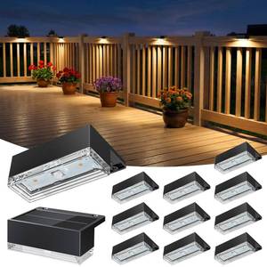 lot 4893 image: JOFIOS Solar Deck Lights 12 Pack, 3 Color Modes Soft WarmNaturalCool Glow, IP65 Waterproof Step Lights for Outdoor Ambiance, Solar Lights for Fence, Deck, Railing, Patio & Backyard Decor (Black)