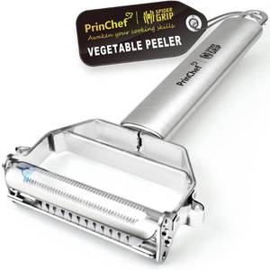lot 4894 image: PrinChef Vegetable Peeler, 3 in 1 Versatile Y Potato Peeler for Kitchen Ultra Sharp Julienne Peeler with Anti-Slip Handle  Stainless Steel No-Rust Veggie Peeler, Heavy Duty