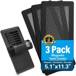 lot 4898 image: Magnetic Vent Screen Mesh Covers, Floor Vent Covers 3 Pack, for Floor, Wall & Ceiling Registers of Width 5 to 5.75, Length 11.2 to 11.75, Magnetic Air Vent Filters, Black