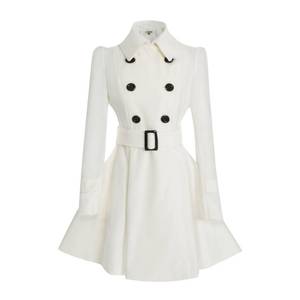 lot 4908 image: ForeMode Women Swing Double Breasted Wool Coat with Belt Buckle Spring Mid-Long Long Sleeve Lapel Dresses Outwear(White XXL)