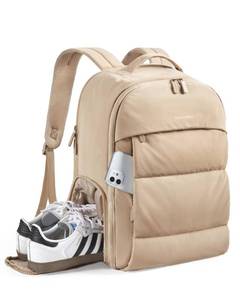 lot 4909 image: BAGSMART 30L Travel Backpack for Women, Carry on Backpack for Airplanes, Gym Backpack with Shoe Compartment, Lightweight Travel Bag Fits 15.6 Inch, Water-Resistant, Desert