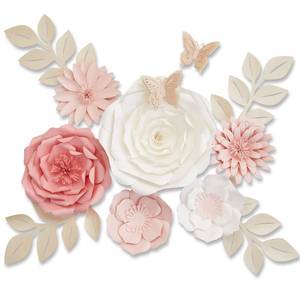 lot 4930 image: Mverse 3D Paper Flowers Decorations for Wall, Pre-Assembled Large Floral Decorations for Baby Girl Nursery Wall, Wedding Backdrop, Classroom Bulletin Board & Room Decor