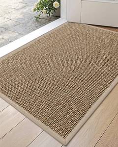 lot 4931 image: DEXI Ultra Thin Entryway Indoor Door Mat 17x30, Non Slip Rubber Backing Inside Entry Mat, Low Profile Easy Clean Dirt Trapper Doormat for Inside Entrance Patio, Beige