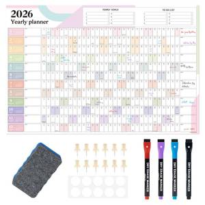 lot 4948 image: EYROZILL 2026-2027 Full Year Wall Calendar 48x32, Large Paper Folded Calendar for School Office Business (Feb 2026 - Dec 2027)