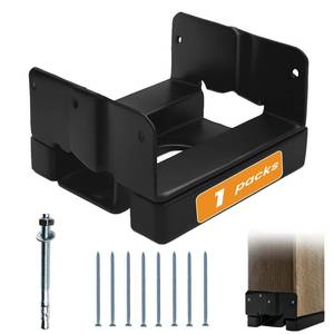 lot 4954 image: 1PCS 4x4 Post Base for Concrete Heavy Duty Black E-Coated 4x4 Post Bracket Anchor Adjustable Base with 1 Standoff for Deck Pergola Patio Gazebo Porch��Included Screws��