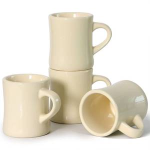 lot 4987 image: harebe Retro Coffee Cup Set of 4, 10 OZ Heavy Classic Ceramic Diner Mugs Set with Handle for Coffee, Tea, Cocoa, Milk, Latte, Cream