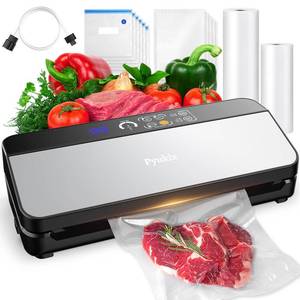 lot 6016 image: Vacuum Sealer Machine, Food Sealer Vaccum Sealers for Food 80KPA Automatic 8-IN-1 Sealing DryMoist Mode with Build-in Cutter&Storage, Digital Countdown, Air Suction Hose, 2 Roll-Bags, 11 Vacuum Bags