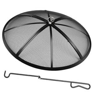 lot 6033 image: Fire Pit Spark Screen, 22 Inch Diameter Fire Pit Screen with Handle & Poker,Heavy Duty Metal Mesh Fire Pit Screen,Fire Pit Lid for OutdoorBeachRV CampingBackyard