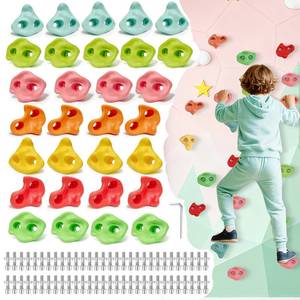 lot 6034 image: SREHRLY 30 PCS Large Rock Climbing Holds for Kids, Extra Large Climbing Rock Wall Grips, Adult Rock Wall Holds Climbing Kit with Hardware for Indoor and Outdoor Climbing Holds Pastel Color