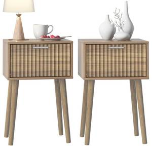 lot 6037 image: LAATOOREE Nightstands Set of 2, Small Size Side End Table, Bedside Table with Fluted Door, Solid Wood Feet for Bedroom, Small Bed