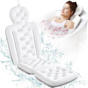 lot 6038 image: Full Body Bath Pillow for Bathtub, Thick Bathtub Cushion, Luxury Tub Pillow for Bath for Headrest Neck and Back Support White 51 x 16