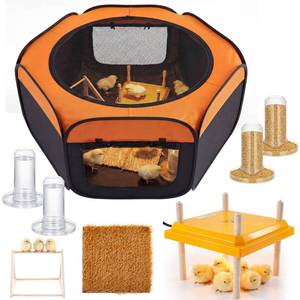 lot 6042 image: 42 in Brooder Box for Chick, 7-in-1 Chick Starter Kit, Includes 10x10 in Heating Brooder Plate, Baby Chicken Pen, 2pcs Chicken Feeder, 2pcs Waterer, Perch, Nesting Pad up to 15 Chicks, Duck, Quail