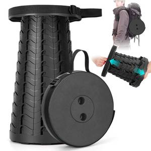 lot 6052 image: Qiguet Collapsible Stool, Folding Chair - Upgraded Portable Chair with Load Capacity 400lbs, Portable Stool for Camping Fishing Hiking - Folding Tool with Carrying Straps,Gifts for Fisherman (Black)