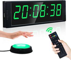 lot 6054 image: YZ Gym Clock for Home Gym with StartStop Button, Interval Timer for Workout, StopwatchCountdown Timer with Remote, 1224H Digital Wall Clock, Portable Home Gym Accessories