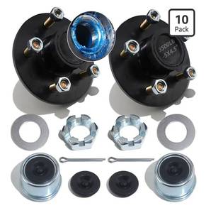 lot 6065 image: 2Sets 3500Lb Trailer Idler Hub Kits 5 Bolt 4.5, Trailer Idler 5 Lug Hub Kits Pre-Installed and Lubricated for 3500 lbs 1-116 to 1-38 #84 Spindle Tapered Axle