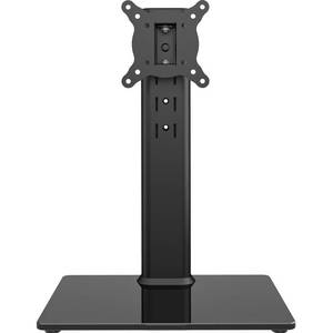 lot 6072 image: Universal Swivel TV StandBase Table Top TV Stand for 13 to 32 inch TVs with 100 Degree Swivel, 4 Level Height Adjustable, Heavy Duty Tempered Glass Base, Holds up to 77lbs, HT07B-001