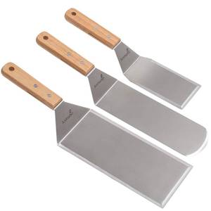 lot 6074 image: Metal Spatula Set Stainless Steel Hamburger Turner Griddle Flipper Scraper for BBQ Grill Flat Top