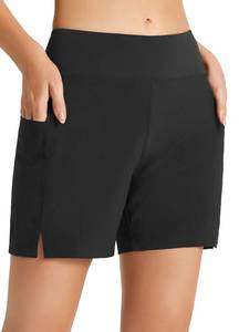 lot 6083 image: baleaf Womens Swim Shorts 2024 Tummy Control Swimsuit Bathing Suit Bottoms 5 High Waisted Swimming Board Tankini Shorts White L
